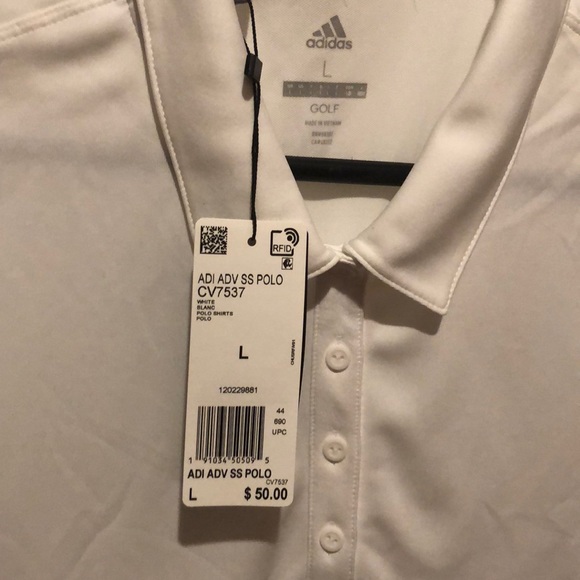 White Adidas Polo Shirt - Picture 2 of 3